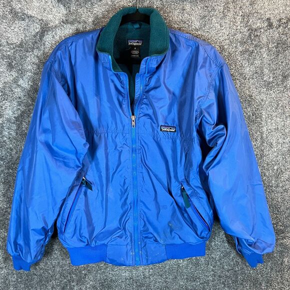 Vintage Patagonia Jacket Mens Small Blue Bomber Fleece Lined Outdoors Casual - Picture 1 of 9
